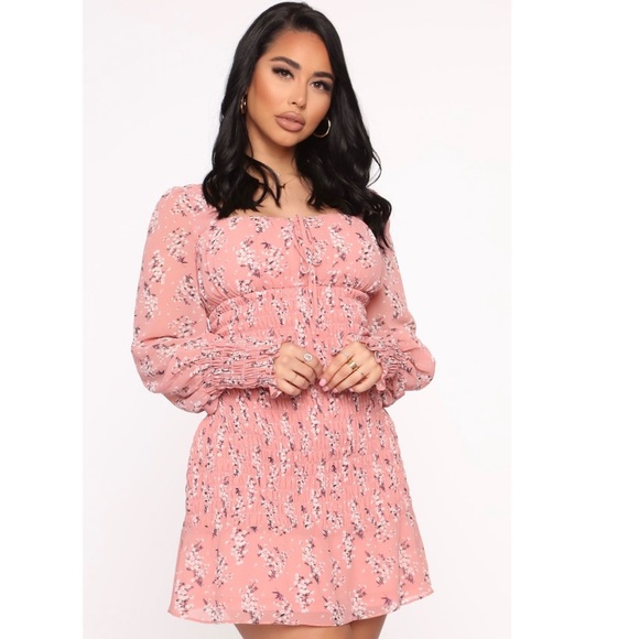 Fashion Nova Pink Floral Smocked Mini Dress - Picture 2 of 4